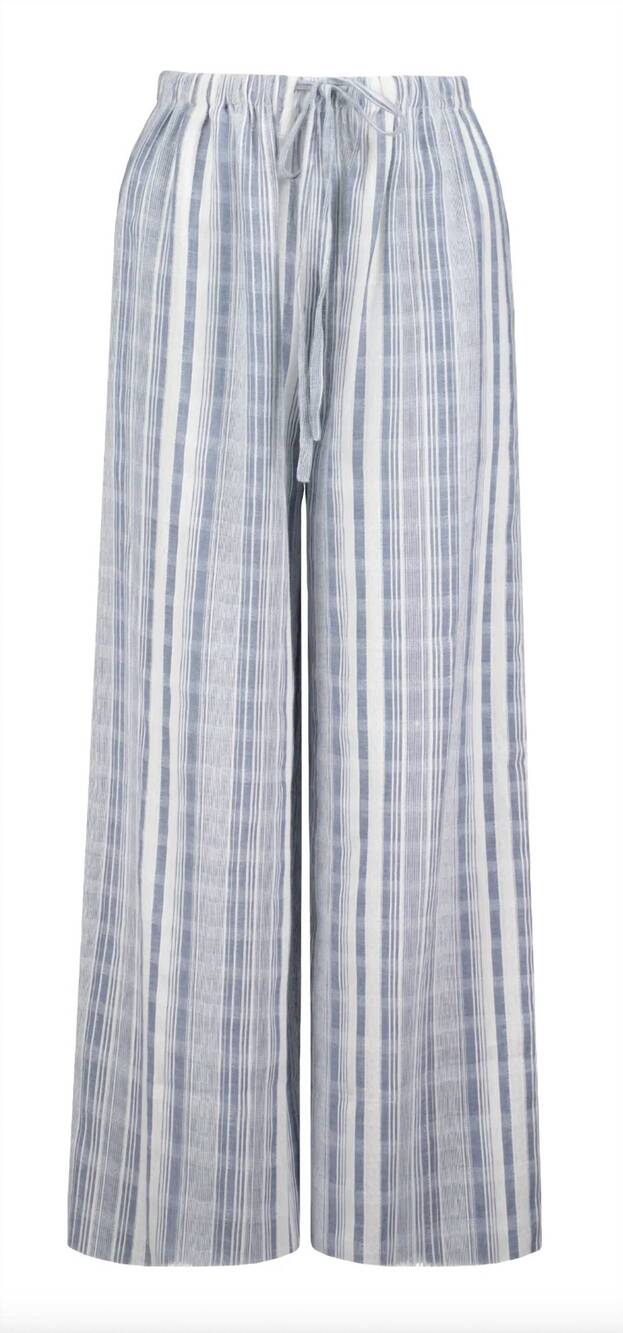 NEW BISHOP + YOUNG women's santa maria pants in blue white stripe